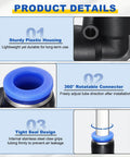 Product details of 2 Pack Push To Connect 90 Degree Pneumatic Air Fittings, plastic blue elbow with tight seal design