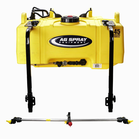 Beefy 45 Gallon UTV Sprayer Kit With 4.0 GPM 12V Pump, bed-mounted for pastures and food plots, featuring boomless coverage.