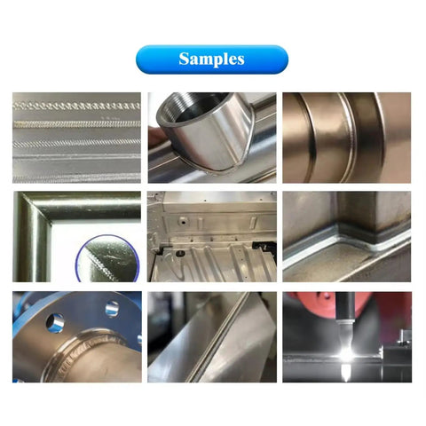 Samples of metal welds and fabrications showing smooth edges and precision from Pro Grade Rugged Robotic Welding Arm For Generator Shell Fabrication And Hella Stable Industrial Cnc Robot With Plug In Component Design For Heavy Duty Power Equipment Assembly Production Floors.