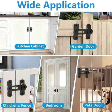 Two Pack Black Barn Door Lock Latch Set For Sliding Doors No Fuss Easy Install Privacy Lock Stainless Steel installed views