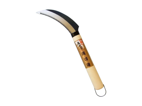All Steel Rope Cutting Scythe For Tough As Nails Rigging And Outdoor Use, Durable Forged Steel Blade, showing curved blade.