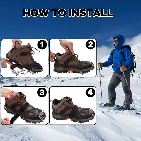 How to install Beefed Up Crampons For Shoes With 19 Stainless Steel Spikes Ice Snow Traction Grips, step-by-step guide