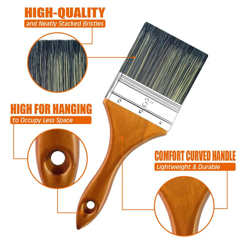 10 Pack Professional Paint Brush Set With Flat And Angled Brushes In Sizes 4 Inch, 3 Inch, 2.5 Inch, 2 Inch, 1.5 Inch And 1 Inch For Walls, Trim And Cabinets, All In One Bulk House Painting Tool Kit For Indoor And Outdoor Projects
