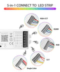 All In One LED Strip Controller Kit With RF Remote And WiFi for RGB CCT RGBW Dimming Four Zone Output DC12-24V connection diagram