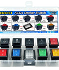 Rocker Switch Kit With Multi Color LED Lights And Waterproof Cover 13 Piece Assortment Featuring 9 High Quality Rocker Switches