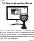 Si1-LD No WiFi Industrial Acoustic Imaging Camera For Detecting Compressed Air Leaks With Real Time Leak Size And Cost Analysis Lightweight One Handed Use For Quick On The Job Inspections shown with cloud service app on monitor