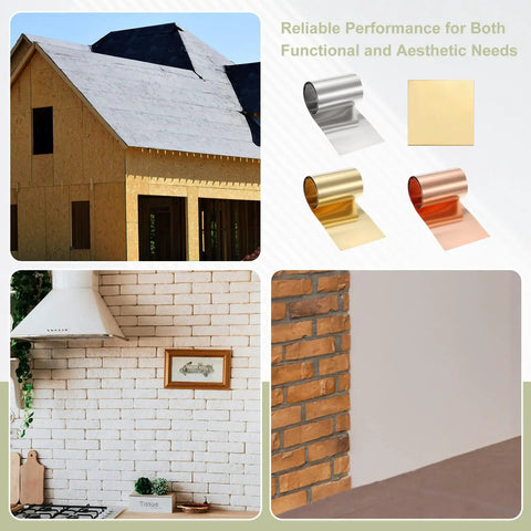 Brass Sheet Metal With Protective Film, Square 7.9 Inches By 7.9 Inches, 16 Gauge 1.2mm Thick, For DIY Projects And Handy Electrical Repairs, Durable Brass Plate With Scratch Resistant Film, One Pack Brassy Finish used on wall and roof accents