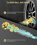 Diagram of closed ball air chuck from Garage Ready Dual Head Air Chuck Set With Closed Flow One Quarter Inch NPT Heavy Duty Tire Inflation Kit
