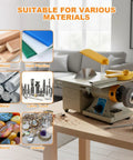 All In One Lapidary And Jewelry Polisher With 0 To 10000 RPM Benchtop Grinder on table, materials shown: wood, metal, stone, jewelry