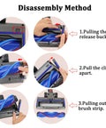 Replacement Cleaner Head Attachment For V6 Cordless Vacuum disassembly steps showing removal of V-shaped turbo brush.