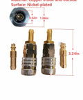 Copper nickel-plated fittings and connectors with size measurements for radiator coolant drain hose use.