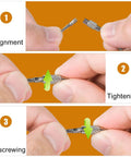 Step-by-step process of aligning, tightening, and unscrewing using a heavy duty equipment key from the 24 Piece Heavy Duty Equipment Keys Set for Industrial and Commercial Machines Universal Replacement Keys in Durable Steel with Easy Identification and Quick Access to Ignition and Locks.