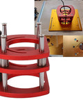 Router Table Lift Base With Four Jaw Clamping System Aluminum Alloy Lifting Base And Crank Handle For DIY Woodworking Router Table Build Perfect For Small Trimming Machines And Precise Adjustments. red aluminum alloy router table lift base with four-jaw clamp and crank handle