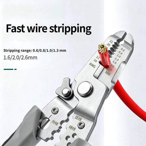 Top Rated Wire Stripper Pliers Manual Hand Tool For Electrical Repair Jobs With Textured Grip Handles Ensuring Secure Control During Wire Stripping And Cutting Tasks For Household Wiring Cleanup And Equipment Service Needs featuring cutting edge and stripping range for precise electrical work.