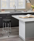 Swivel Bar Stool With Padded 14.5 Inch Seat For Garage And Shop, Heavy Duty Steel Frame With Chrome Plated Legs, Black in kitchen
