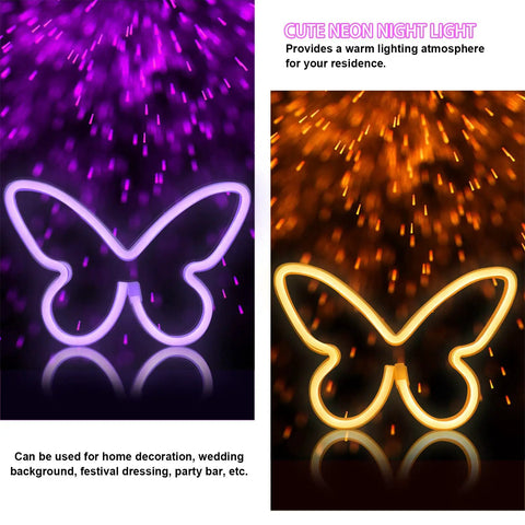 Three Piece Butterfly Neon Signs Set For Bedroom Decor Dope Battery Powered LED Neon Lights Wall Decor Cute For Rooms