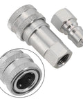 Heavy Duty Hydraulic Quick Connect Coupler M14 Thread Pipe Fitting Deep Thread For Secure Connection Built Tough With Carbon Steel Construction.