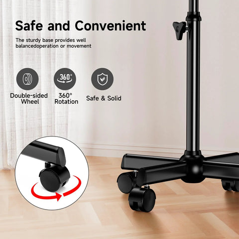 Adjustable Height Rolling Salon Cart With Tray On Durable Wheels For Tattoo Parlors Spas Dental Clinics And Hair Stylists base view