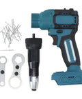 Powerful 18V Cordless Rivet Gun Kit With Bright Light And Auto Brushless Motor For Fast Heavy Duty Nailing Jobs On Wood Or Metal Surfaces Anywhere You Go, with rivets and accessories