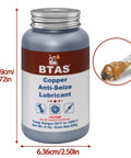 BTAS Copper Anti-Seize Lubricant bottle, 8 oz, gray container with brown label