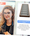 Keep Your Gear Sorted With This Hella Practical 3 Piece Wooden Sunglasses Display Stand Featuring Seven Grid Compartments And Soft Cloth Lining For Shades Jewelry And Watches - Sunglasses tray with soft lining and compartments.
