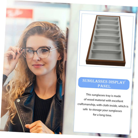 Keep Your Gear Sorted With This Hella Practical 3 Piece Wooden Sunglasses Display Stand Featuring Seven Grid Compartments And Soft Cloth Lining For Shades Jewelry And Watches - Sunglasses tray with soft lining and compartments.