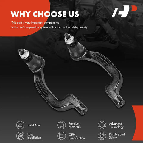 Front Outer Tie Rod End For Mercedes CLA250, CLA45 AMG, GLA250, GLA45 AMG, B Electric Drive, B250e, And Infiniti QX30, Fits Front Left And Right On Driver And Passenger Sides, Helps Eliminate Uneven Tire Wear. Black steel tie rod ends shown with grease fittings.