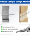 Invisible Cable Railing Hardware Kit For 4x4 Wood Posts And Metal Posts 80 Pack showing stainless steel tensioner and terminal.