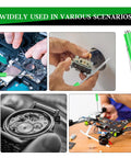 12 Pack Green Pocket Screwdrivers Magnetic Mini Tops With Single Blade Head For Mechanical And Electrical Work 5.3 Inch Length Compact Handy Tool Set For Home Workshop And On The Go in various use scenarios including electronics repair, home improvement, and small mechanical tasks.