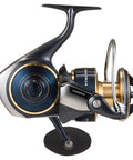 Saltiga G Spinning Reel for Big Game Saltwater Fishing, Heavy-Duty 8000 Size, rugged drag system, visible smooth retrieve mechanism.