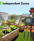 Water Timer With Brass Inlet For Outdoor Hose 3 Independent Zones Auto Manual Rain Delay IPX5 Waterproof Sprinkler Controller