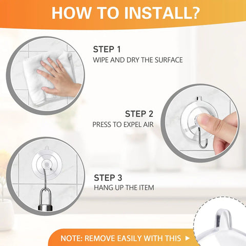 Straight Up Tough Clear Suction Cup Hooks 6 Pack Heavy Duty Stainless Steel Wall Organizer Transparent Non Slip Holder Perfect For Shower Tile Glass With Solid 10 Lb Kickin Hold Strength