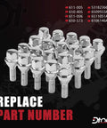 Wheel Lug Bolts M12x1.25 20 Pcs Set for Jeep Dodge Chrysler Ram Vehicles part numbers displayed in background