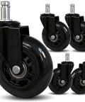 Office Chair Wheels 3 Inch Roller Blade Rubber Casters Replacement Set Of 5 Heavy Duty Quiet Glide For Hardwood Floors And Carpet