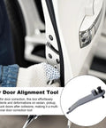 Universal Alloy Door Hinge Align Tool Pro Grade For Auto Body Repair And DIY Fixes Beefy Door Misalignment Corrector shown in use.