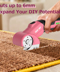 Nanwei Cordless Electric Scissors With Four Point Two Volt Motor And Type-C Charging cutting through carpet.