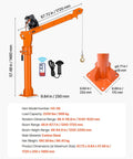 Heavy-Duty Pickup Truck Crane, 2200 Lb Load Capacity With 12V Electric Winch, carbon steel, 67.72 in reach, with wireless control.