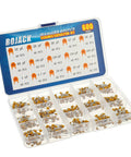 600Pcs Ceramic Capacitor Assortment Kit with 15 types from 10pF to 100nF in a sturdy box for DIY electronics and prototyping.