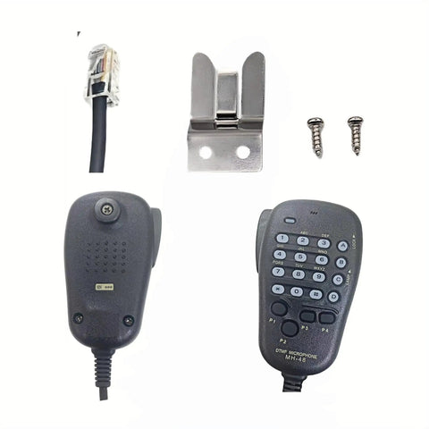 Beefy Handheld Mic With Button For Yaesu Dual Band Mobile Radios, 6-Pin Plug-In Speaker Microphone With PTT shown with accessories
