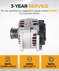 New 12V 120Amp Alternator Fits 2007 2010 Nissan Altima 2.5L, 2010 2013 Rogue, 2014 2015 Rogue Select, and 2007 2012 Sentra Replacement, side view