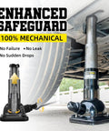 Heavy Duty Mechanical Screw Truck Jack Oil Free Build Featuring Precision Steel Gears 2 Ton 4000 Lb Capacity in use under vehicle.