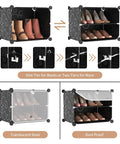 Space Saving 6 Tier Shoe Rack Organizer Holds 24 Pairs Free Standing Stackable Shoe Cabinet With 2 Versatile Hooks