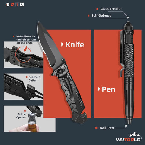 12 In 1 Survival Gear Kit For Outdoorsy Dads And Guys Gift Set Perfect For Fathers Day fishing knife and pen tool.