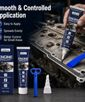 Top Tier Automotive Engine Sealant For Super High Temps Fixes Leaks Seals Gaskets and Fills Small Gaps On Multi Purpose Car Engine Parts and Joints in application kit.