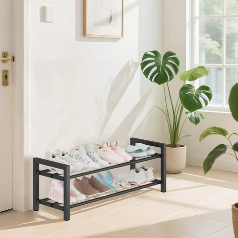 Adjustable Expandable Metal Shoe Rack For Closets And Entryways Versatile Space Saving Storage Organizer Heavy Duty Sneaker Holder To Level Up Your Floor Game And Keep Shoes Crisp All Day Long