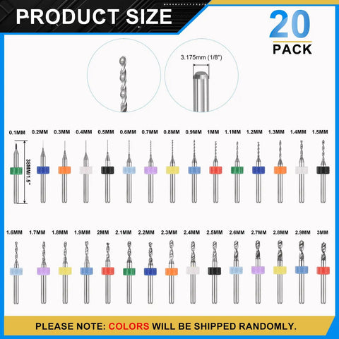 Micro Drill Bit Set 0.1mm To 3mm In 30 Pcs, Tungsten Carbide Bits With 135 Degree Point for precise drilling projects