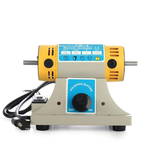 Front view of Jewelry Polishing Bench Buffer Machine 110V 350W TM2 Polisher Lathe with dustproof housing