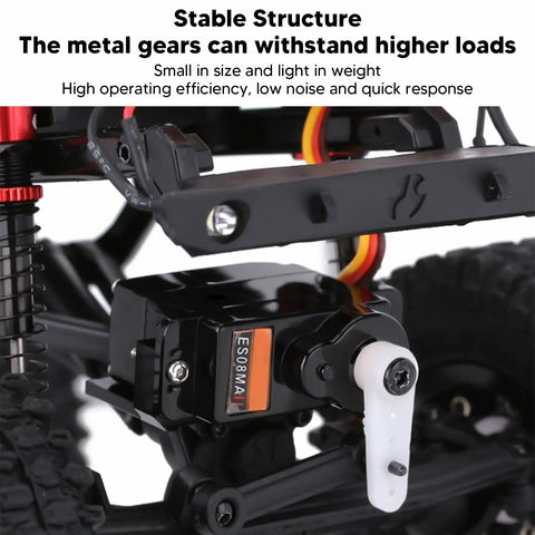 Tough As Nails Micro Servo Motor Kit With Full Metal Gears And Whisper Quiet Operation Slick Upgrade For Axial SCX24 RC Crawler Project showing the servo motor installed in chassis.