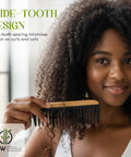 Wide Tooth Bamboo Detangling Comb for Curly Hair Smooth Easy Glide Snag Free Detangling Wet or Dry Hair Thick Coily Textured Styles Eco Friendly Durable Hair Care Tool, wide-tooth design