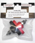Dead Set Tough 1/4 Inch Stainless Steel Power And Ground Junction Block equipped with lock washers inside packaging.